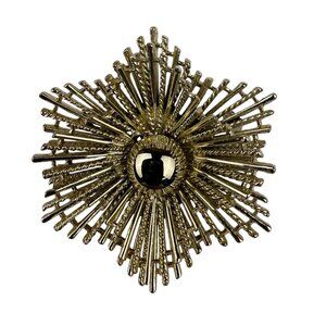 Vintage Lisner Gold Tone Womens Abstract Starburst Brooch Pin Fashion Jewelry